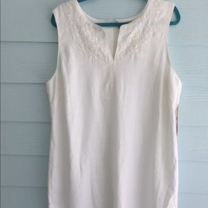 Sigurd Olsen White Linen Dress with Embroidery